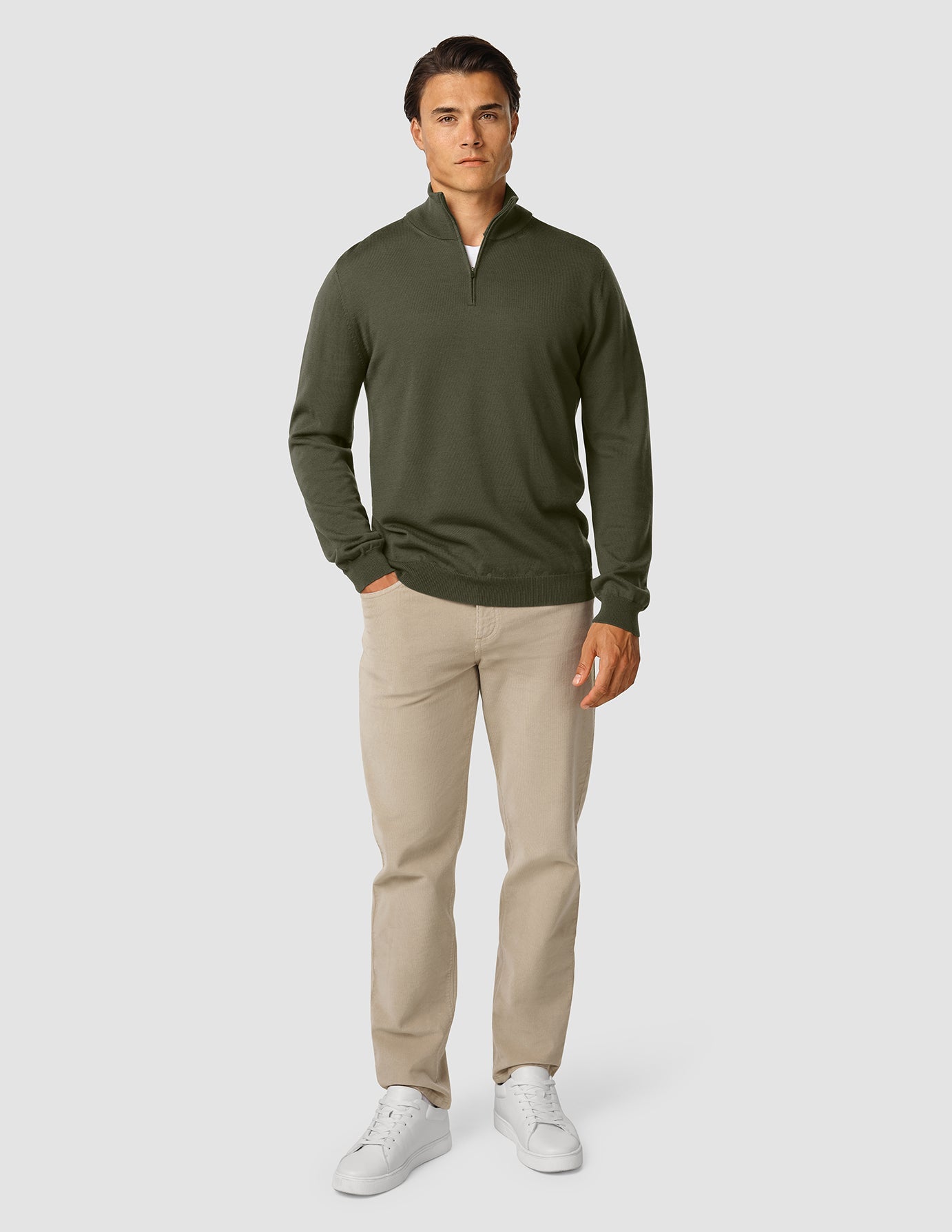 Premium Merino Half Zip Nightfall Green